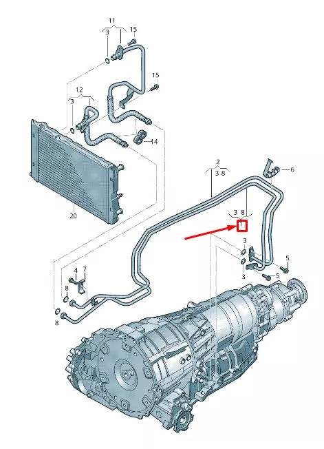 NEW AUDI A4 AVANT B8 AUTOMATIC TRANSMISSION OIL COOLER LINE 8R0317817AA ORIGINAL