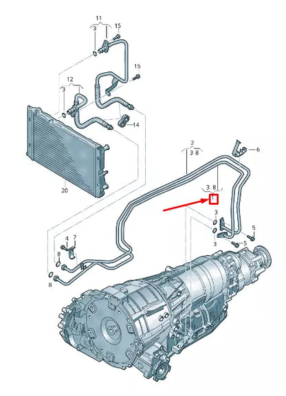 NEW AUDI A4 AVANT B8 AUTOMATIC TRANSMISSION OIL COOLER LINE 8R0317817AA ORIGINAL