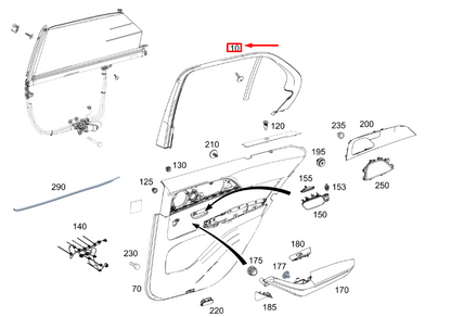 new mercedes-benz gle w167 rear left door window frame a16773705009051 original