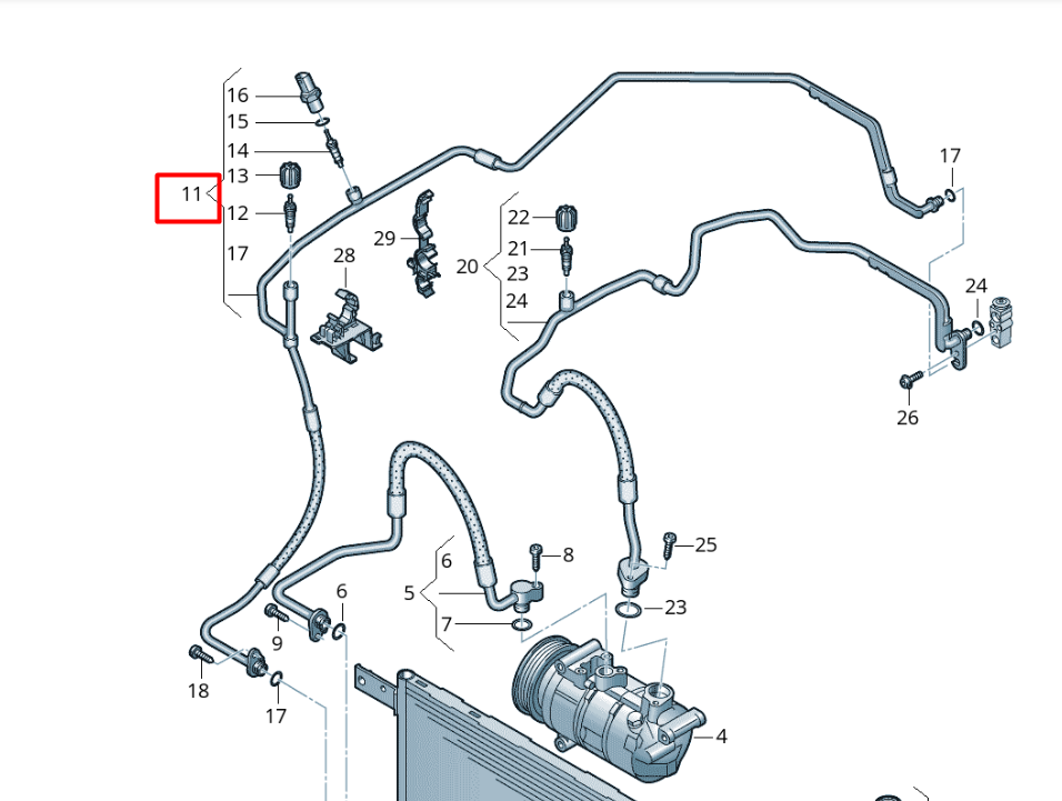 new volkswagwn t-cross c11 ac refrigerant hose pipe rhd 2q2816741e original