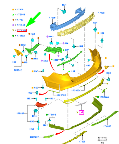 new ford mondeo mk5 rear bumper bar moulding 1881152 ds73-17e911-ke5ja6 original