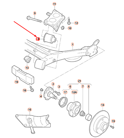 NEW AUDI TT 8N REAR AXLE BEAM BONDED RUBBER BUSH 6R0501541A ORIGINAL