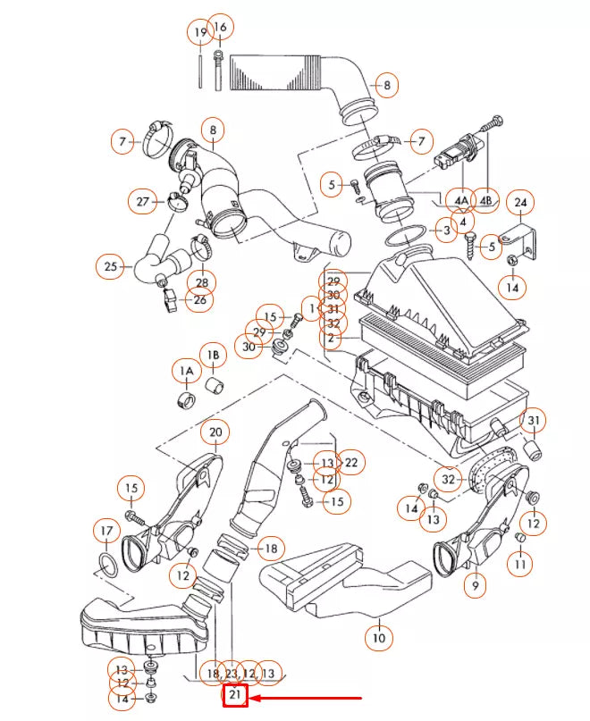 NEW VOLKSWAGEN BEETLE 9C INTAKE AIR DUCT 1C0129622F