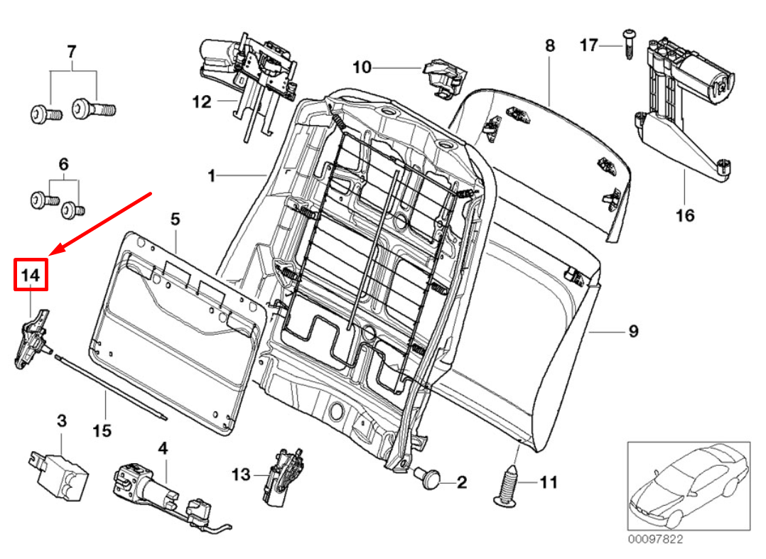 new bmw x3 e83 front seat backrest adjustment gearbox 8175055 52108175055