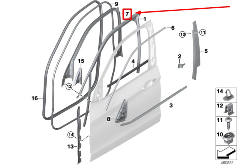 NEW BMW X5 F15 FRONT RIGHT DOOR WINDOW FRAME COVER 7299532 51337299532 ORIGINAL