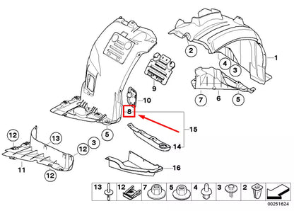 NEW BMW 3 E90 FRONT RIGHT INNER FENDER LINING RHD 51718040102 8040102 ORIGINAL