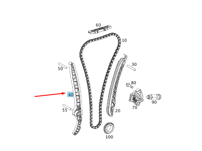 NEW MERCEDES-BENZ C W204 CHAIN SLIDING RAIL A2700503500 ORIGINAL