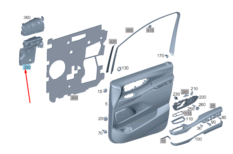new mb vito w447 front right door soundproofing trim a4477272700 original