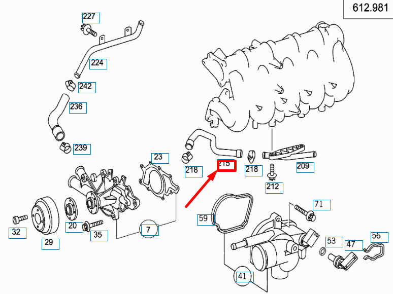 NEW MERCEDES-BENZ SPRINTER W903 MOLDED HEATER HOSE A6122030182 ORIGINAL