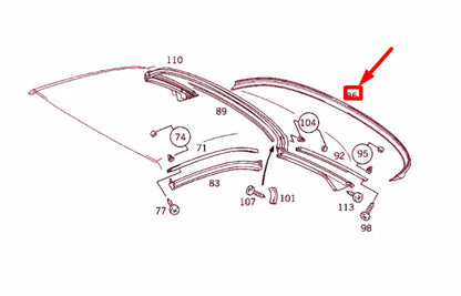 NEW MERCEDES-BENZ SLK R170 VARIO ROOF REAR BOTTOM SEAL A1707900398 ORIGINAL