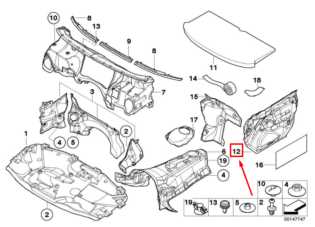 new bmw 3 e46 front right door sound insulating 51488204284 8204284 original