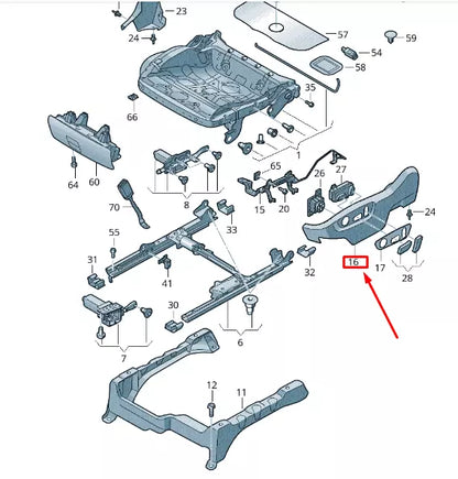 NEW VW TOUAREG 7P MK2 FRONT RIGHT SEAT FRAME TRIM 7P6881314CNX1