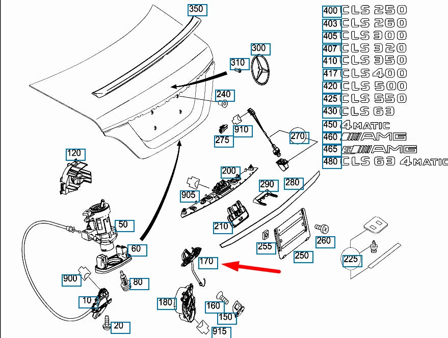 NEW MERCEDES-BENZ CLS C218 TAILGATE SERVO LOCK BRACKET A2187500032 ORIGINAL