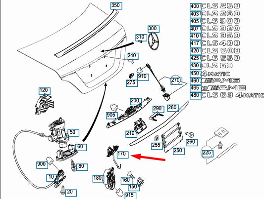 NEW MERCEDES-BENZ CLS C218 TAILGATE SERVO LOCK BRACKET A2187500032 ORIGINAL