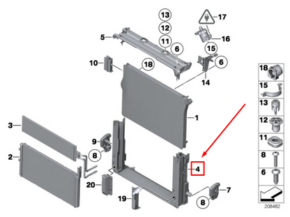 new bmw 6 f13 coolant radiator mounting module mount 7625981 17117625981
