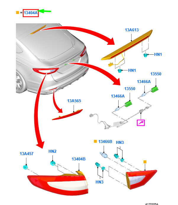 new ford mondeo mk5 rear left side inner taillight rhd 2345645 original