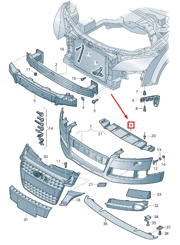 NEW AUDI TT 8J FRONT BUMPER CLOSING ELEMENT 8J0807611A ORIGINAL