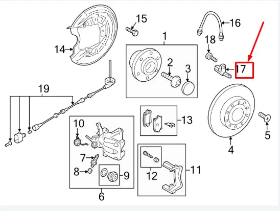 NEW VW BEETLE A5 REAR LEFT ABS WHEEL SPEED SENSOR WHT003859B ORIGINAL