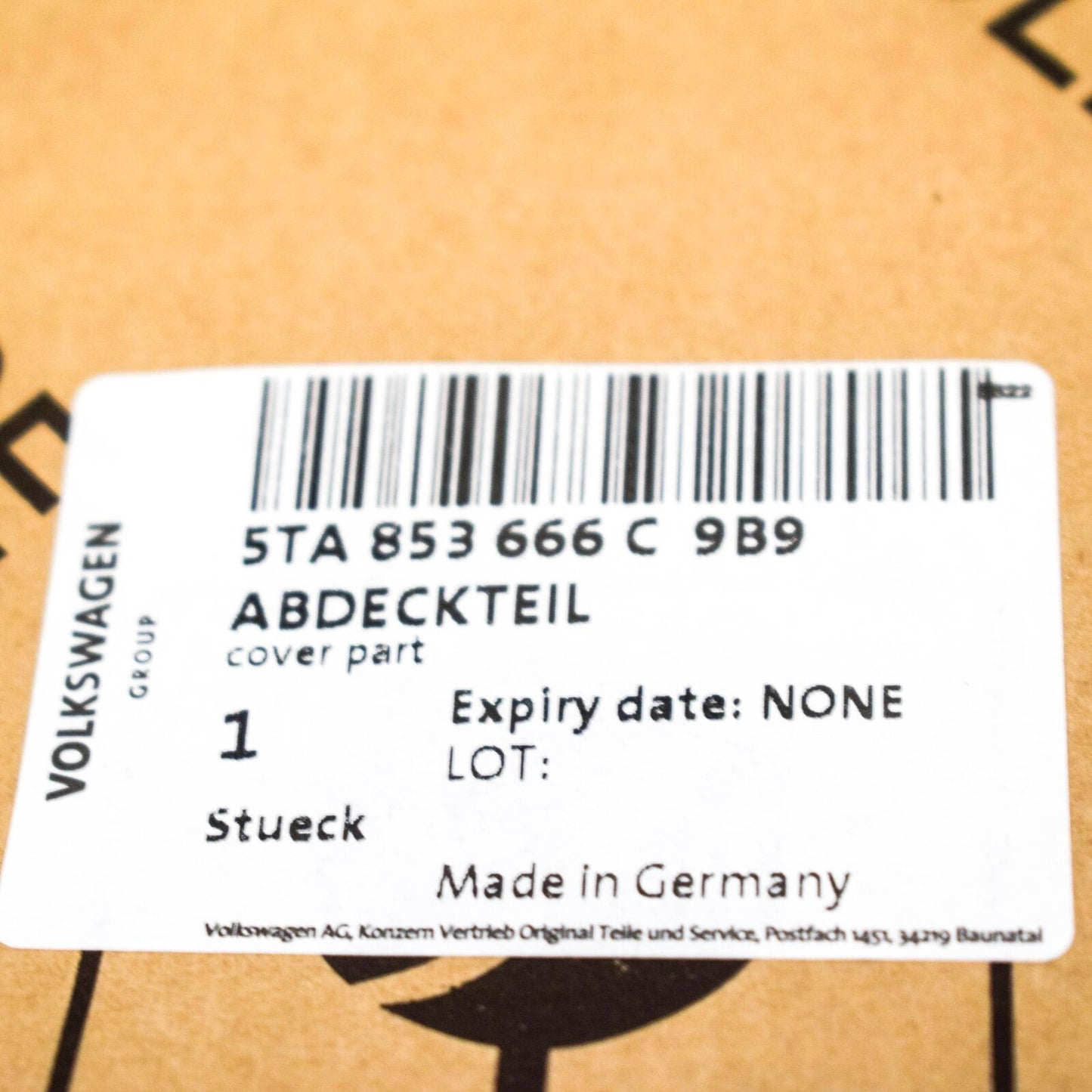 NEW VOLKSWAGEN TOURAN 5T RIGHT FOG LIGHT GRILLE 5TA853666C9B9 2017 ORIGINAL