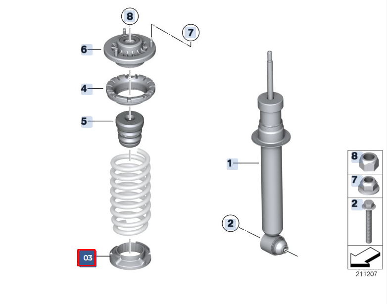new bmw 5 f10 rear spring pad lower 33536866784 6866784 original