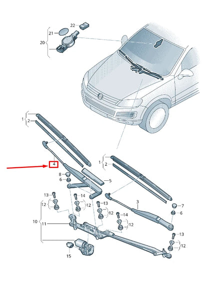 NEW VW TOUAREG 7P FRONT RIGHT WIPER ARM RHD 7P0955409C ORIGINAL