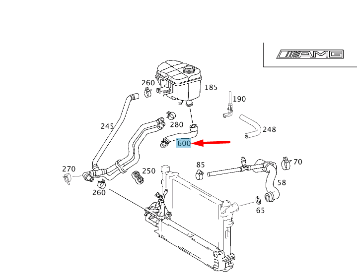 NEW MERCEDES-BENZ C W203 AMG EXPANSION TANK HOSE A2035013782 ORIGINAL