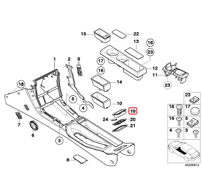 NEW BMW Z3 E36 FRONT CENTER CONSOLE ASHTRAY BOX 51168399920 8399920 ORIGINAL