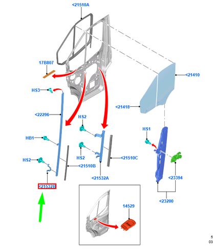 new ford transit mk4 front left window glass frame bracket 1852103 original