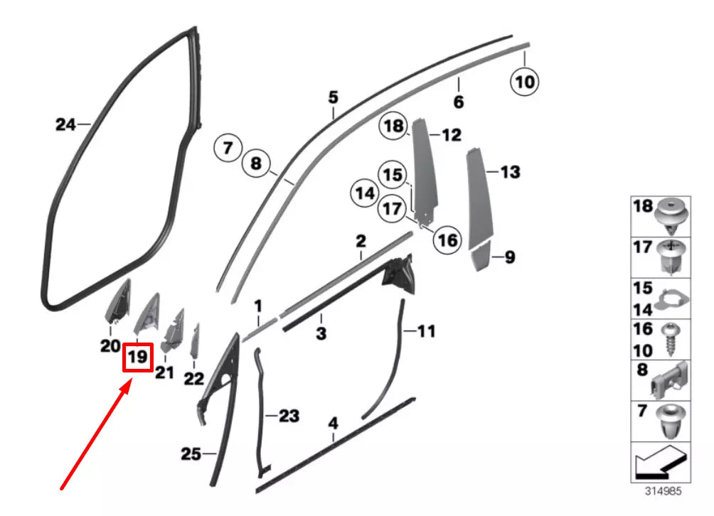 NEW BMW 5 F07 FRONT LEFT INNER MIROR BASEPLATE COVER 7197859 51337197859