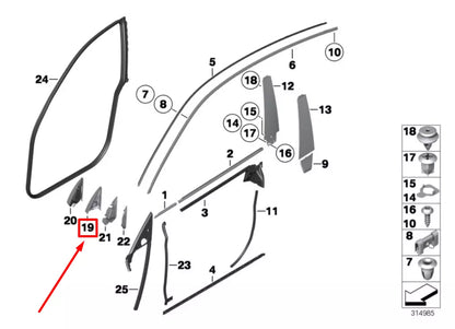 NEW BMW 5 F07 FRONT LEFT INNER MIROR BASEPLATE COVER 7197859 51337197859