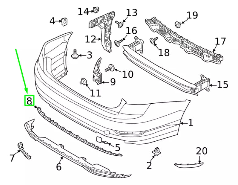 NEW VOLKSWAGEN JETTA A7 MK7 REAR BUMPER LOWER MOLDING 17A8533332ZZ ORIGINAL