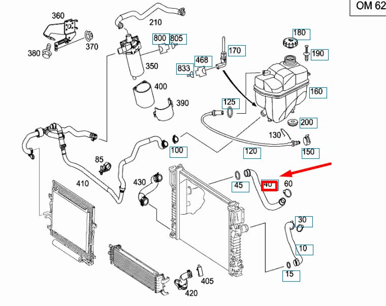 NEW MERCEDES-BENZ E W211 RADIATOR BOTTOM HOSE A2115015182 ORIGINAL