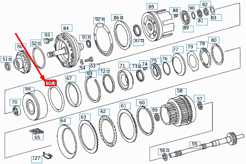 new mb sl r129 interior transmission disk support seal ring a0149978448 original