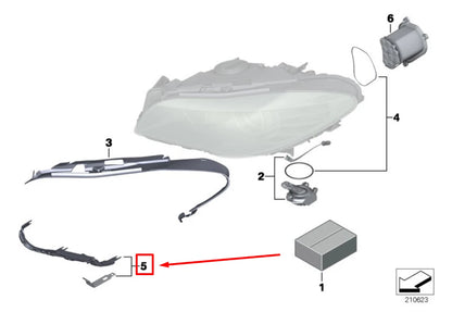NEW BMW 5 F10 LEFT HEADLIGHT GUIDE RAIL WITH SPRING 63117271897 7271897 ORIGINAL
