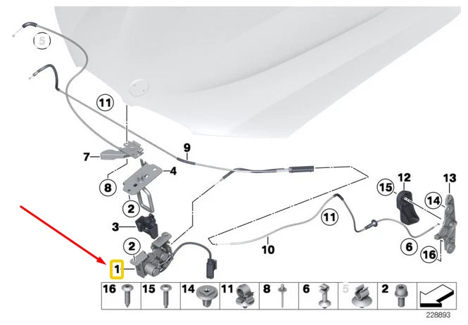 NEW BMW X3 F25 ENGINE HOOD LOCK 7336582 51237336582 ORIGINAL