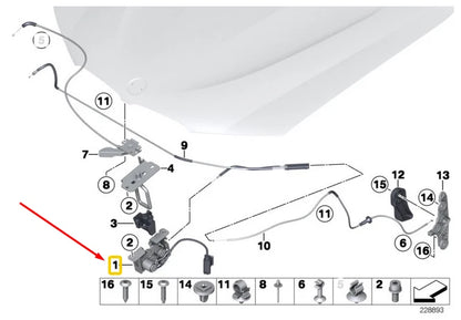 NEW BMW X3 F25 ENGINE HOOD LOCK 7336582 51237336582 ORIGINAL