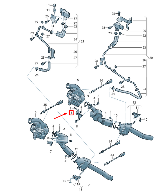 NEW VW TOUAREG 7P EXHAUST PIPE WITH PRE-CATALYST LEFT SUPPORT 7L8253047B