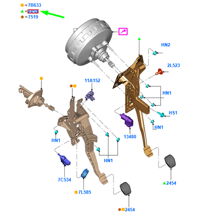new ford kuga mk2 c520 brake pedal and bracket assy lhd 2007570 original