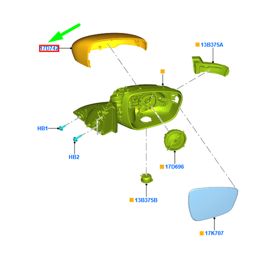 new ford kuga mk3 front left door mirror cover 2516977 original