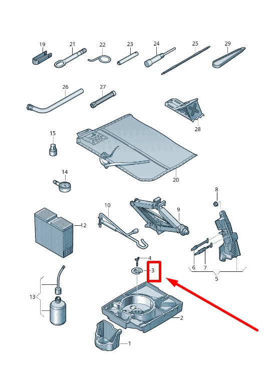 NEW AUDI Q3 8U SPARE WHEEL CLAMPING TOP HAT BRACKET 8U0601205 ORIGINAL