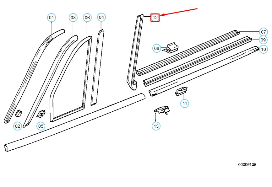 NEW BMW 3 E30 CABRIO LEFT WINDOW SEAL 51361922167 ORIGINAL