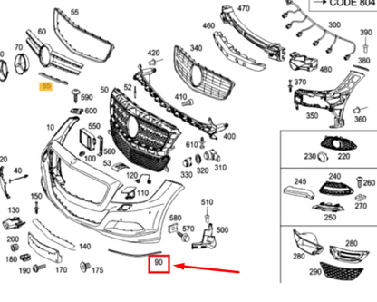 NEW MB CLS C218 FRONT BUMPER RIGHT CHROME MOULDING TRIM A2188850221 ORIGINAL