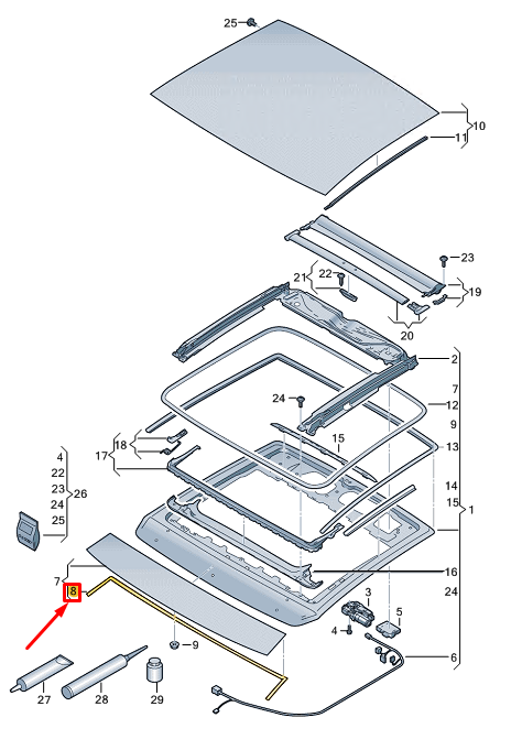 new audi a3 sportback 8y sunroof glass seal 8y4877297 original
