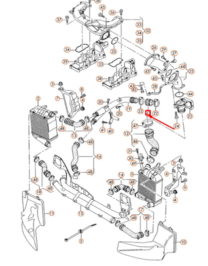 NEW AUDI A4 B7 RIGHT SIDE INTERCOOLER HOSE 059145834D ORIGINAL