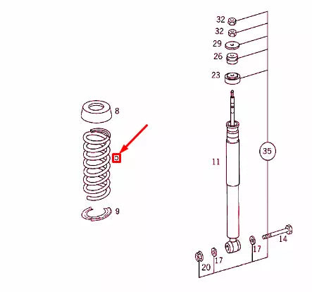 NEW MERCEDES-BENZ CLK C208 REAR COIL SPRING A2083240104 ORIGINAL
