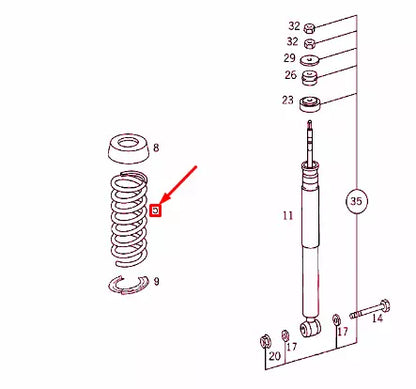 NEW MERCEDES-BENZ CLK C208 REAR COIL SPRING A2083240104 ORIGINAL