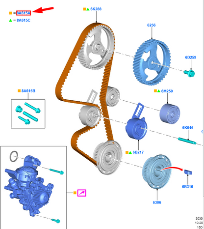 new ford focus c519 mk4 water pump repair kit 2189258 jx6q-8b596-aa original