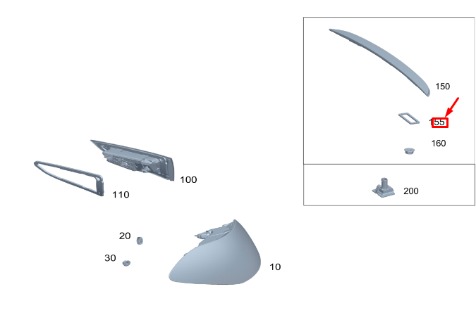 new mercedes-benz gle w167 rear additional lamp seal a1678261700 original