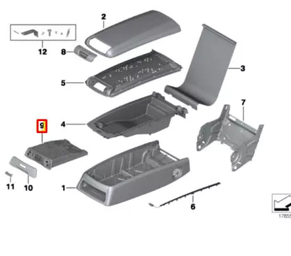 NEW BMW 7 F02 REAR ARMREST CENTER CUP HOLDER 52207228646 ORIGINAL
