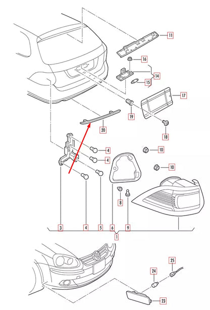 NEW VOLKSWAGEN GOLF MK6 REAR BUMPER LEFT REFLECTOR 1K9945105A